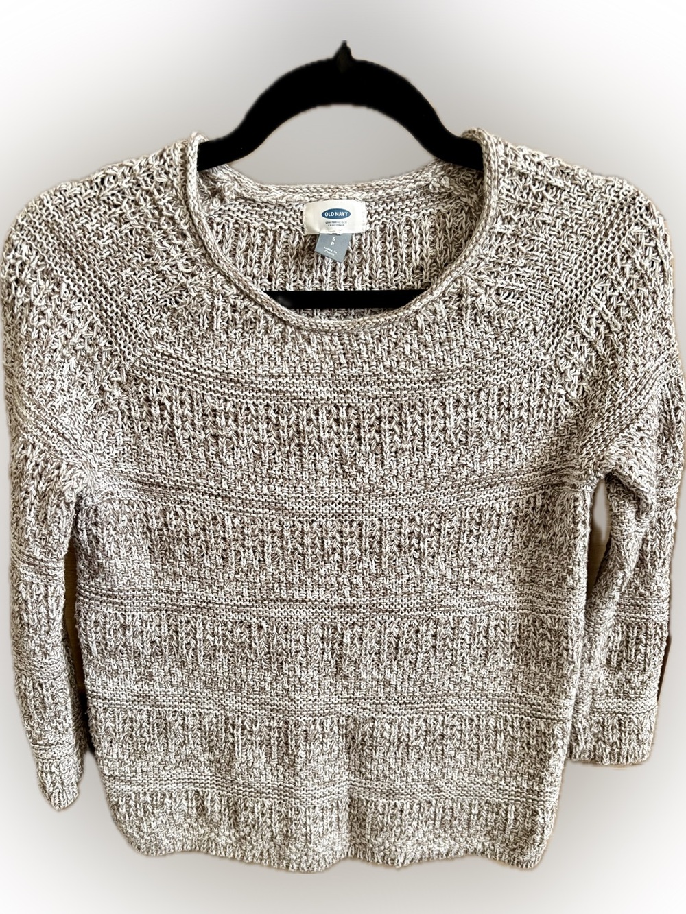 Old Navy Neutral Cream Textured Crewneck Sweater